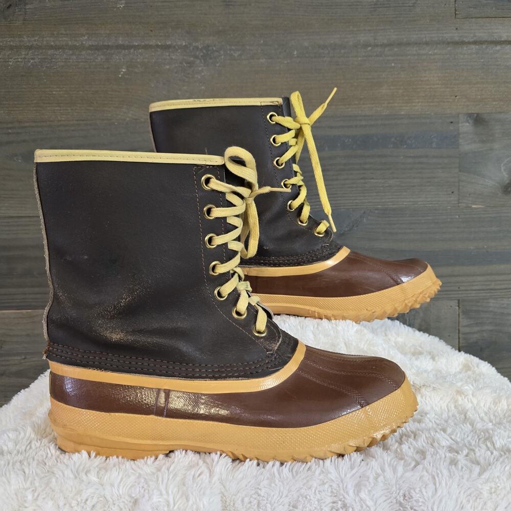 Vintage Womens Sorel Kaufman ArcticPac Winter Duck Boots Size 9 Brown Yellow